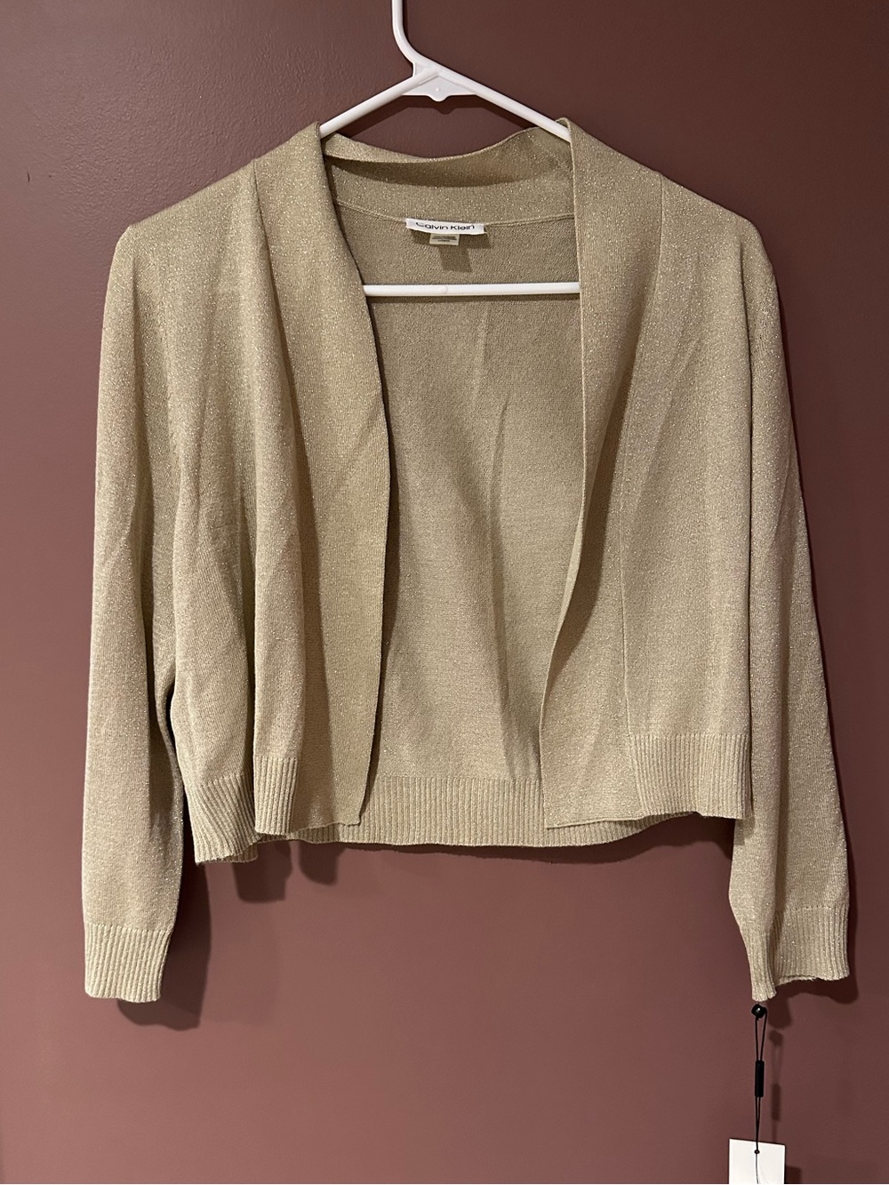NWT Calvin Klein metallic gold/cream shrug sweater size L